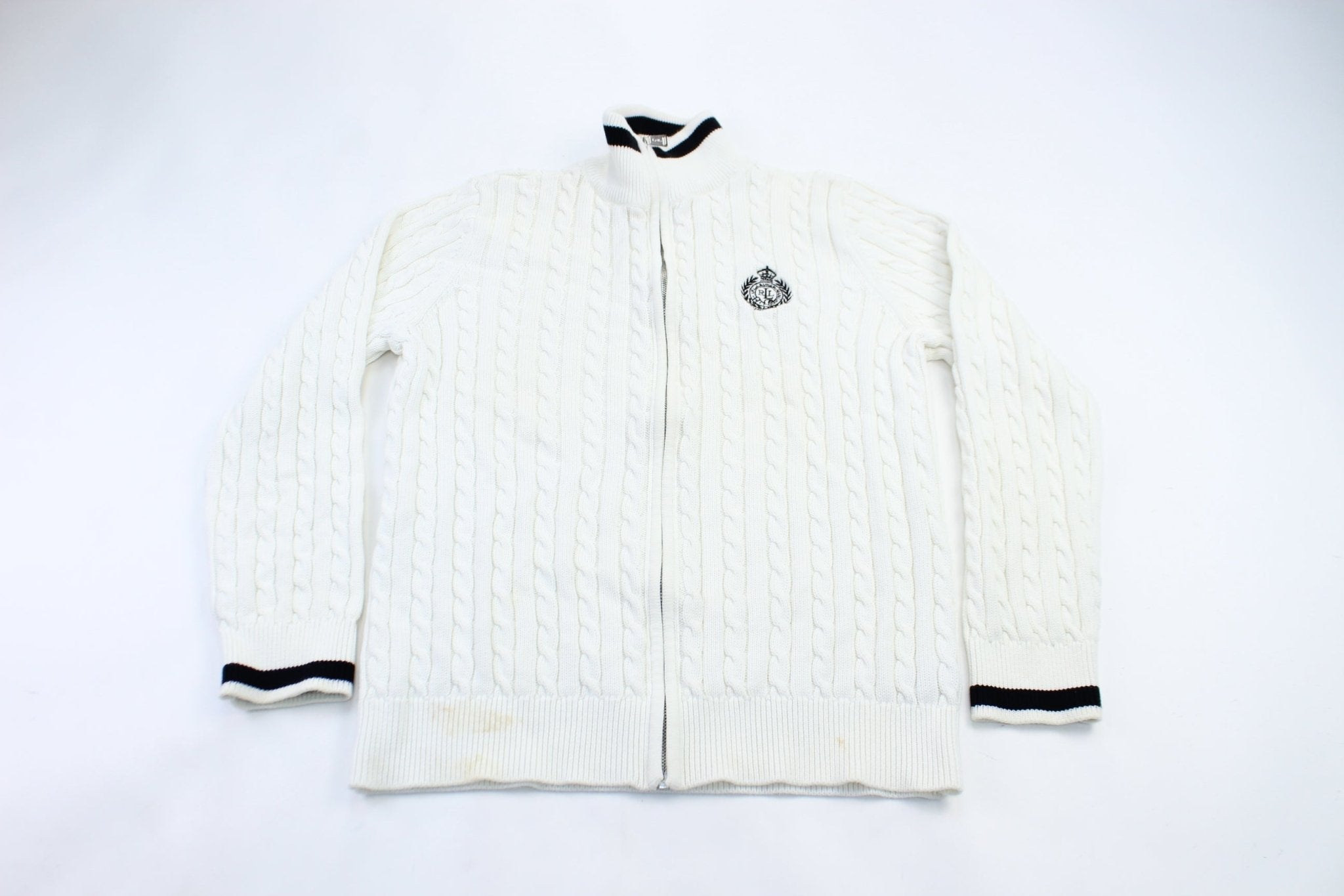 Women's Ralph Lauren Embroidered Logo Zip Up Sweater - ThriftedThreads.com