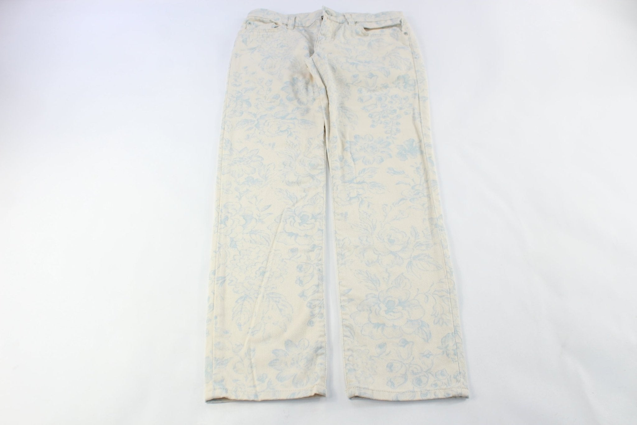 Women's Ralph Lauren White Floral Denim Jeans - ThriftedThreads.com