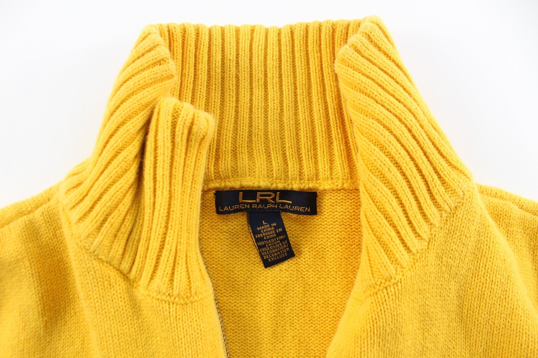 Women's Ralph Lauren Yellow Zip Up Sweater - ThriftedThreads.com