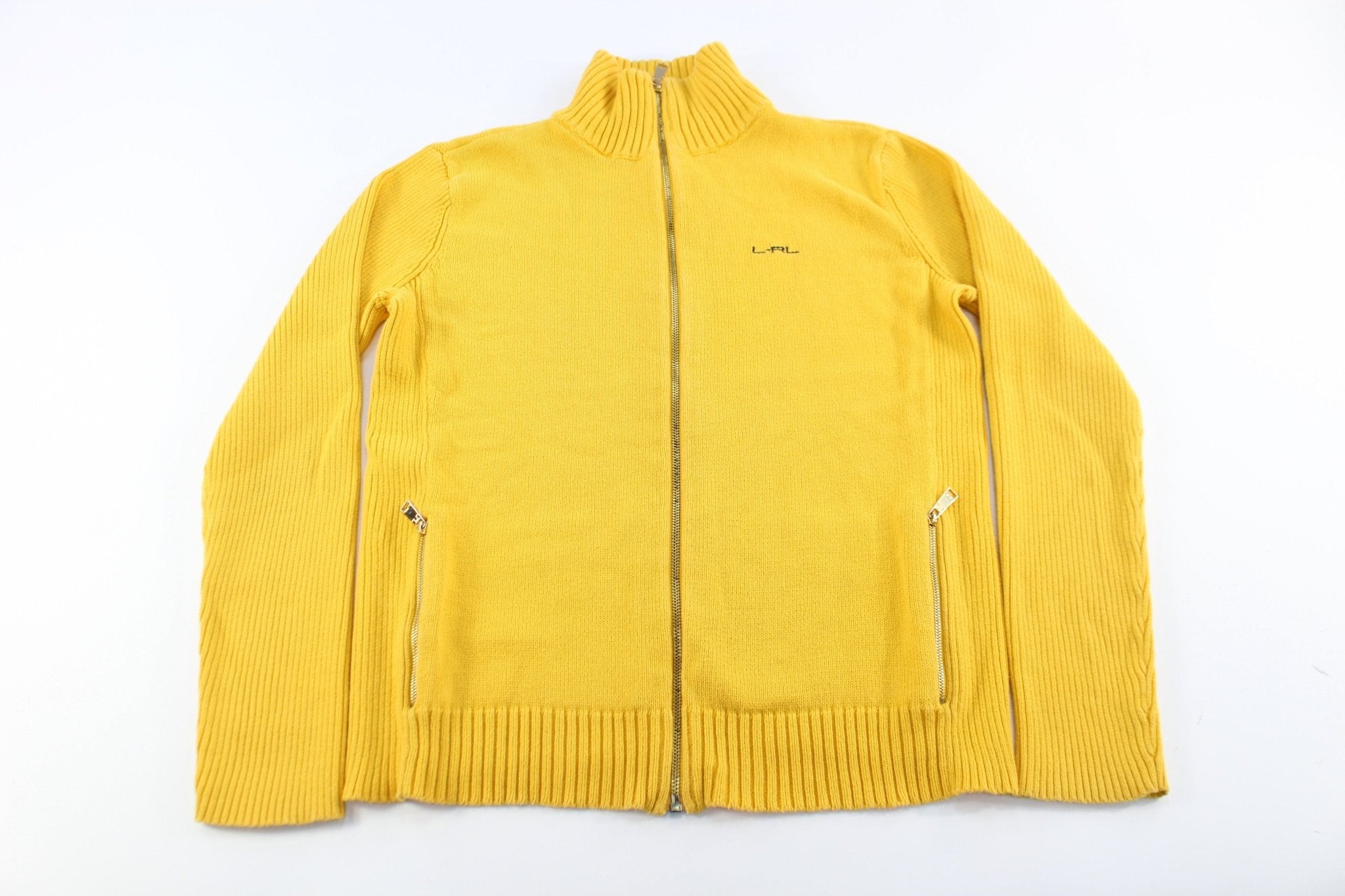 Women's Ralph Lauren Yellow Zip Up Sweater - ThriftedThreads.com