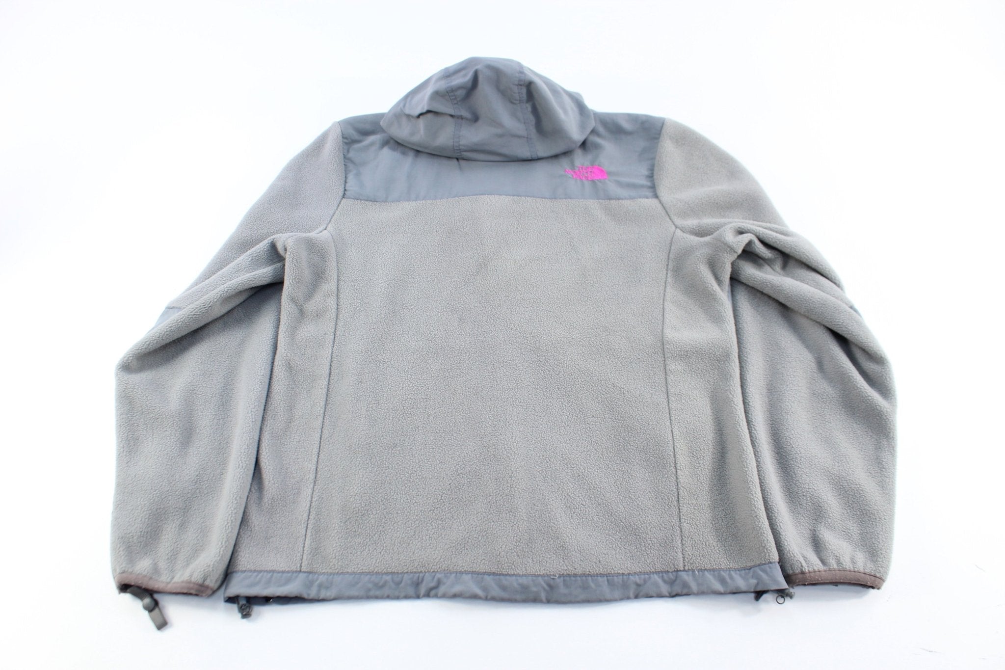 Women's The North Face Embroidered Logo Grey & Pink Zip Up Jacket - ThriftedThreads.com