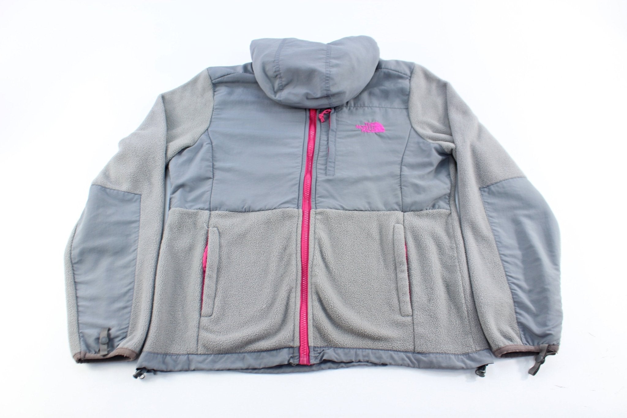 Women's The North Face Embroidered Logo Grey & Pink Zip Up Jacket - ThriftedThreads.com