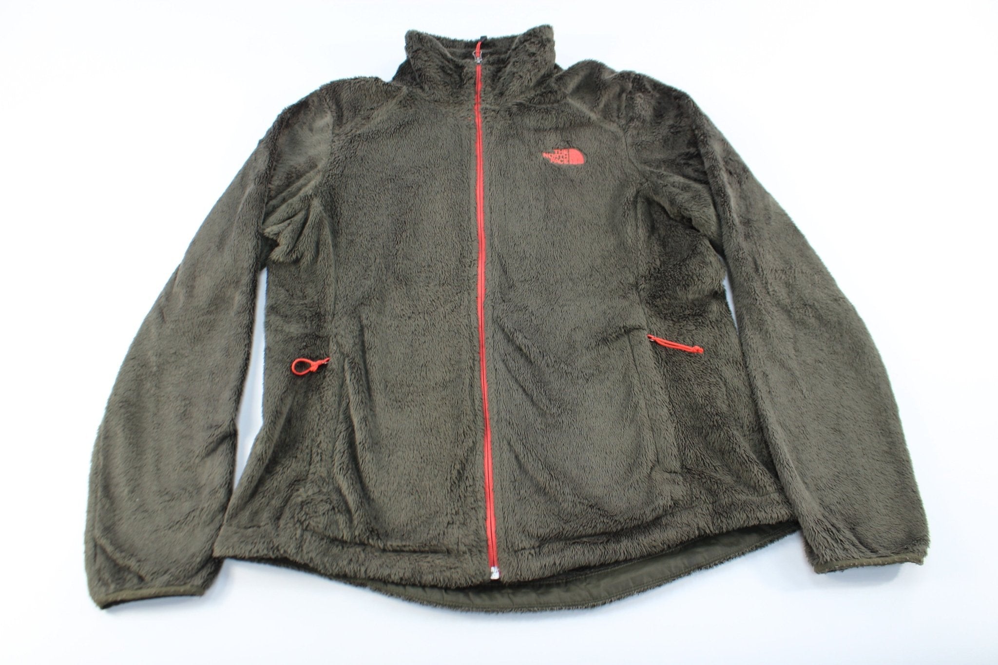 Women's The North Face Embroidered Logo Olive Green Zip Up Jacket - ThriftedThreads.com
