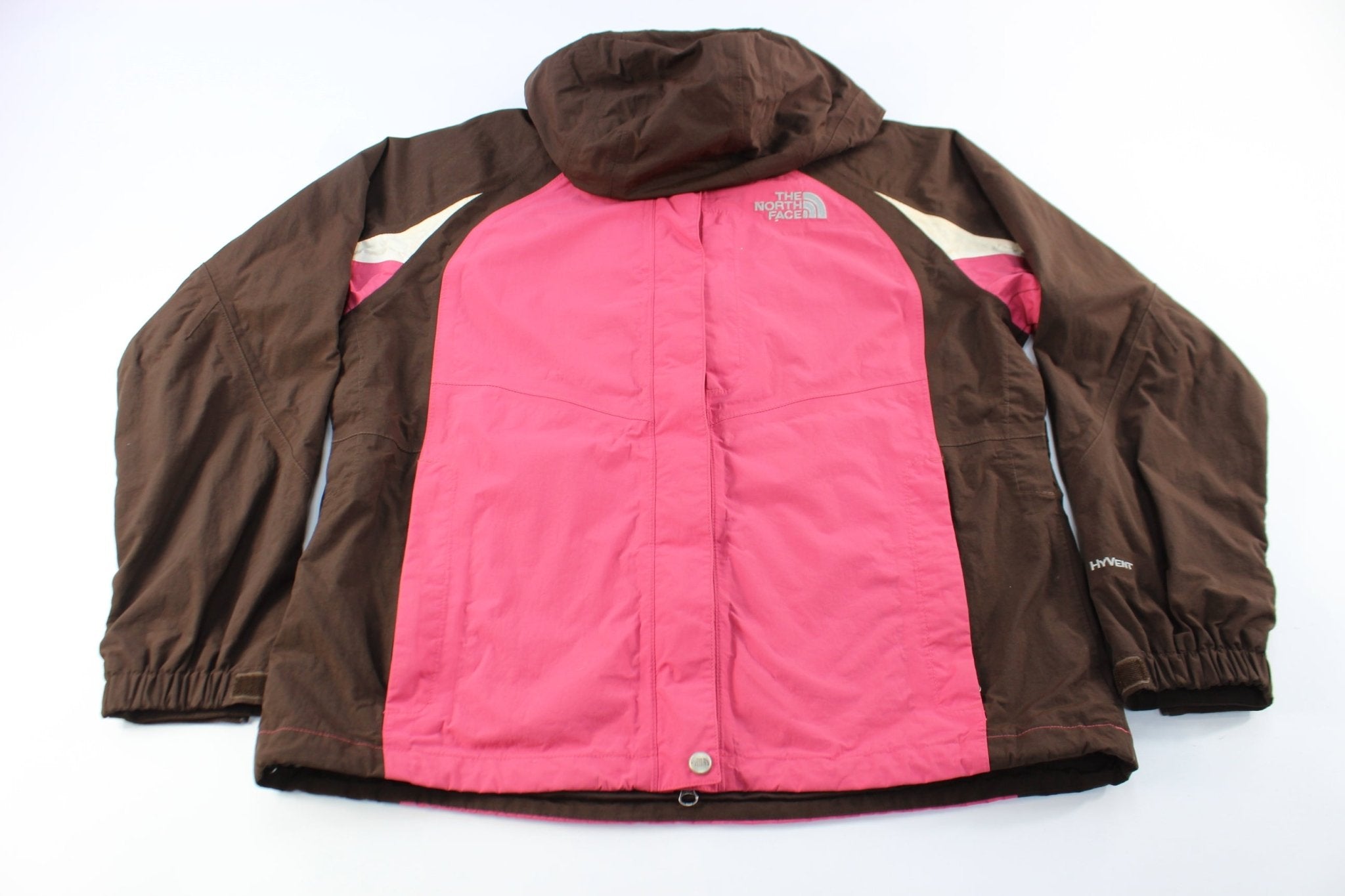 Women's The North Face Embroidered Logo Pink & Brown Zip Up Jacket - ThriftedThreads.com