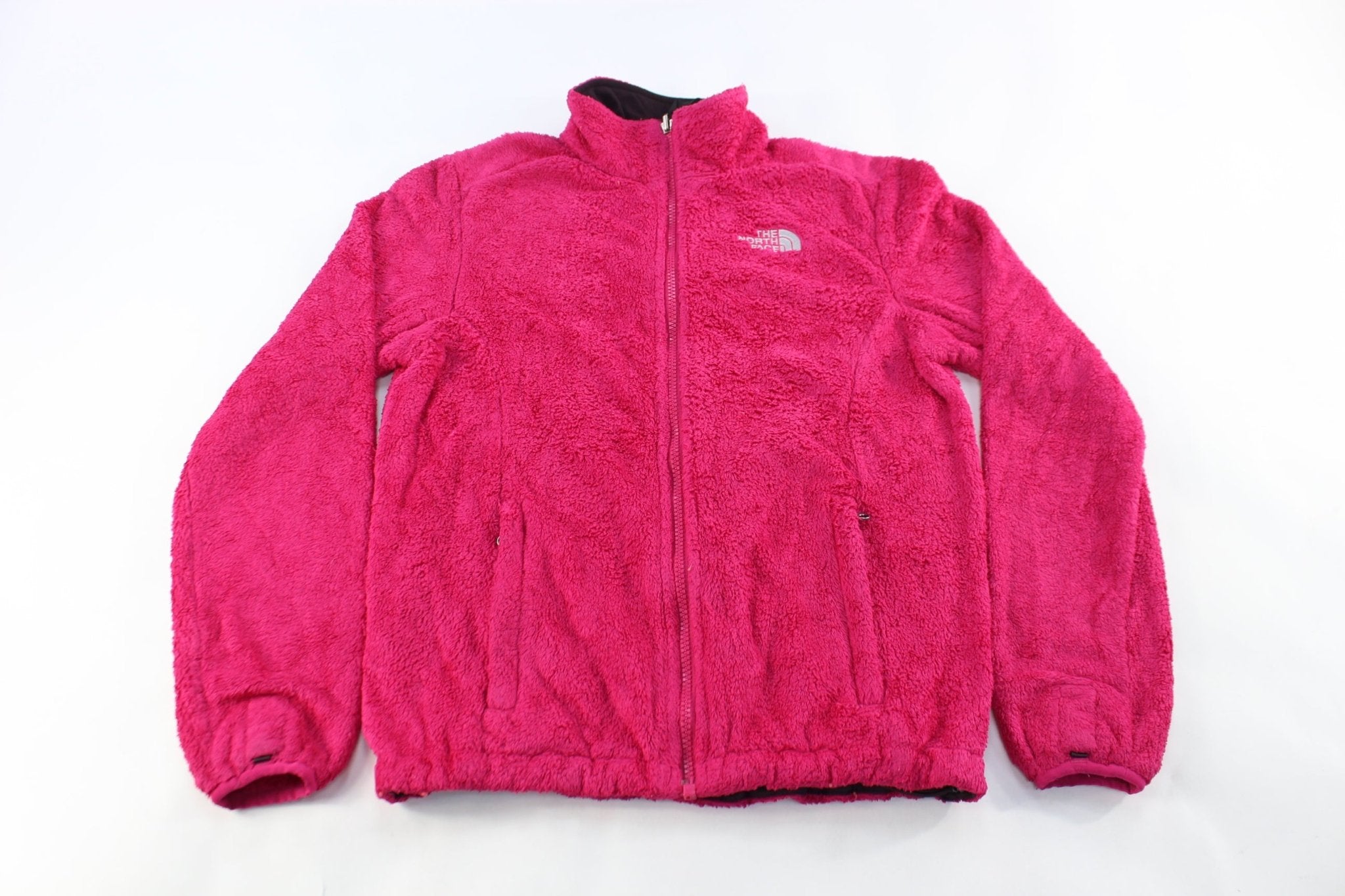 Women's The North Face Embroidered Logo Pink Fleece Zip Up Jacket - ThriftedThreads.com