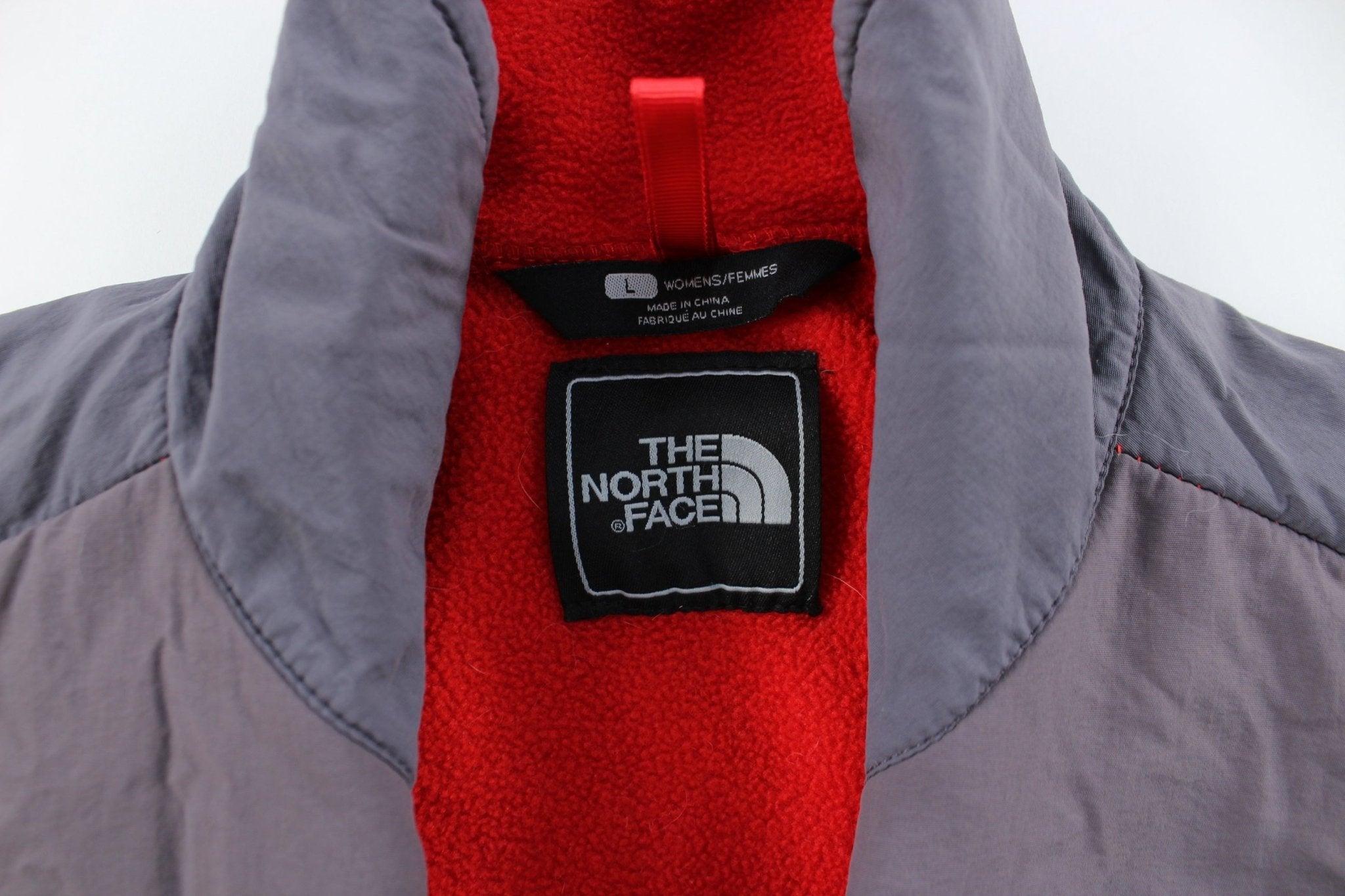 Women's The North Face Embroidered Logo Red & Grey Zip Up Jacket - ThriftedThreads.com