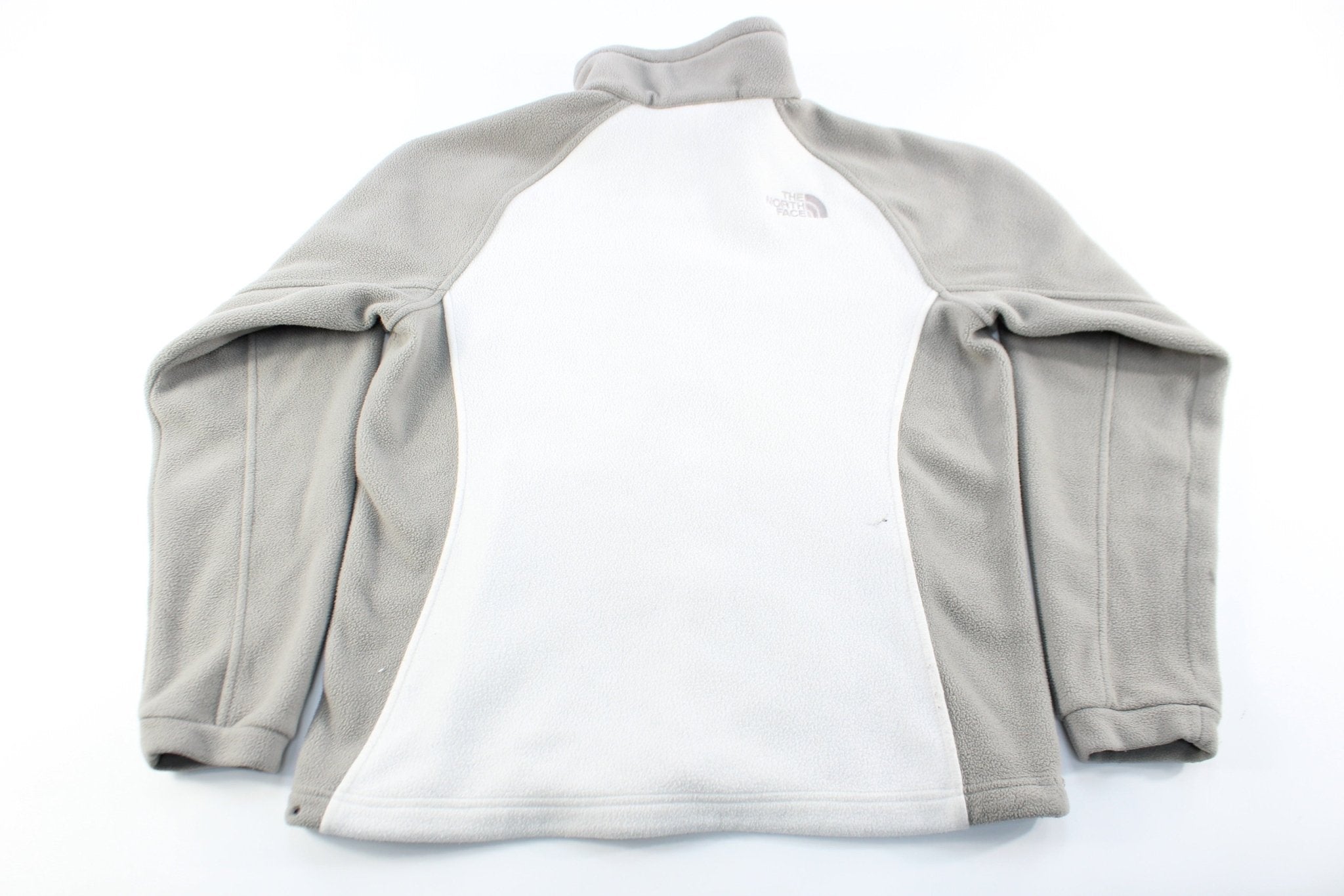 Women's The North Face Embroidered Logo White & Light Grey Zip Up Jacket - ThriftedThreads.com