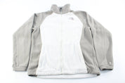 Women's The North Face Embroidered Logo White & Light Grey Zip Up Jacket - ThriftedThreads.com