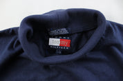 Women's Tommy Hilfiger Embroidered Logo Navy Blue Turtleneck T-Shirt - ThriftedThreads.com