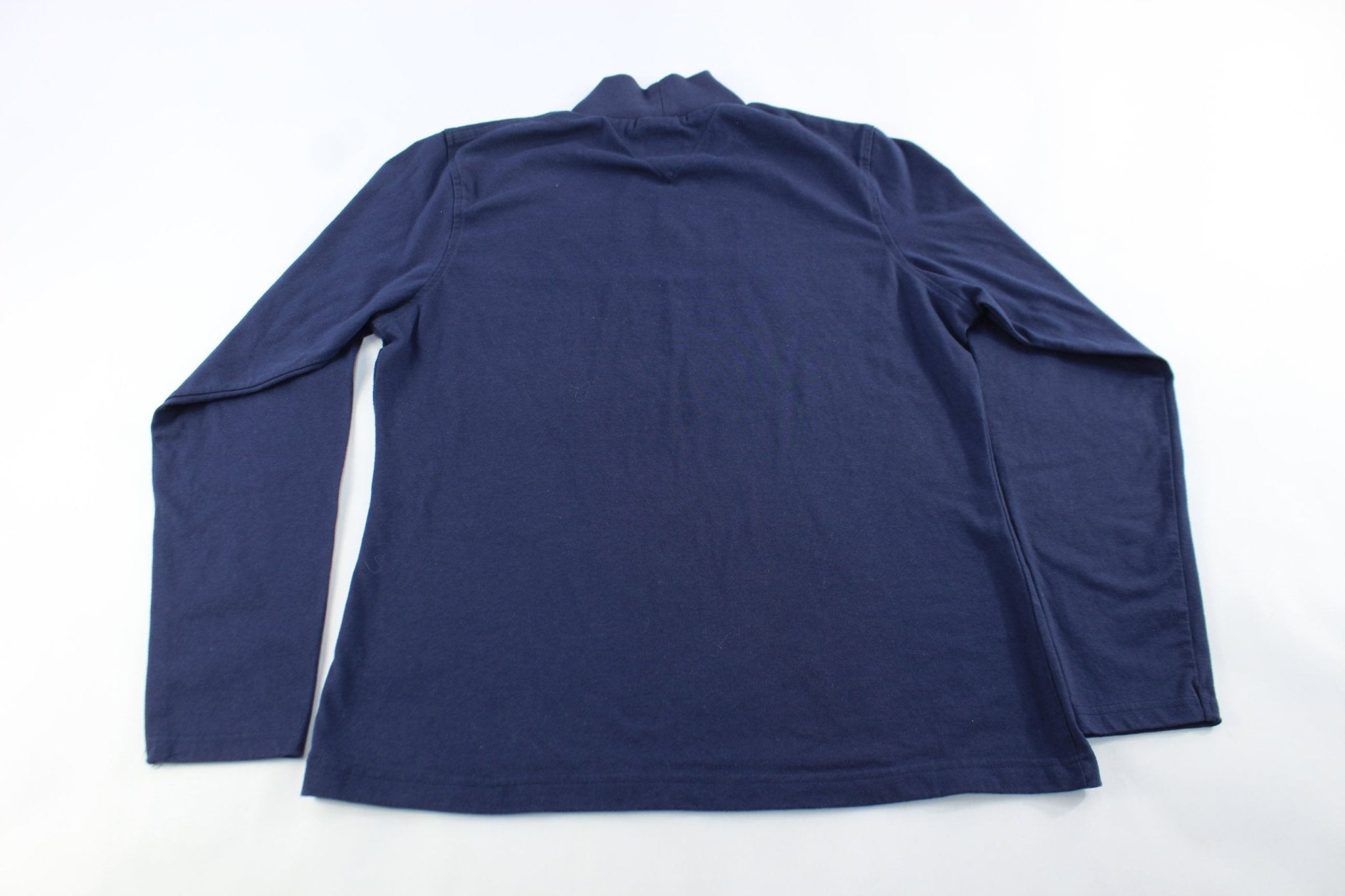 Women's Tommy Hilfiger Embroidered Logo Navy Blue Turtleneck T-Shirt - ThriftedThreads.com