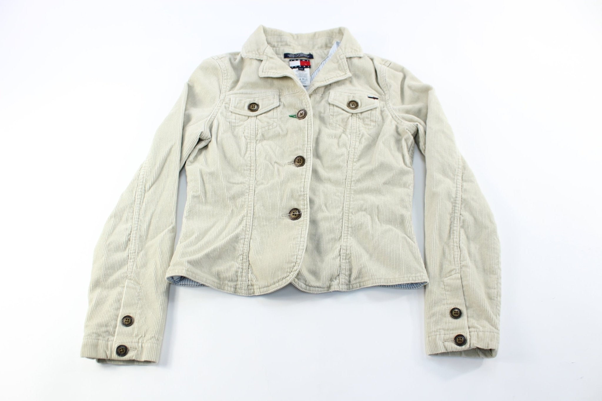 Women's Tommy Jeans Beige Corduroy Coat - ThriftedThreads.com