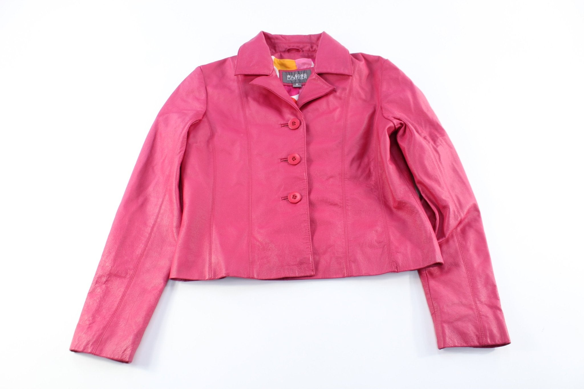 Women's Wilson Leather Pink Leather Jacket - ThriftedThreads.com