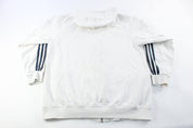 Youth Adidas Embroidered Logo White & Black Striped Zip Up Jacket - ThriftedThreads.com