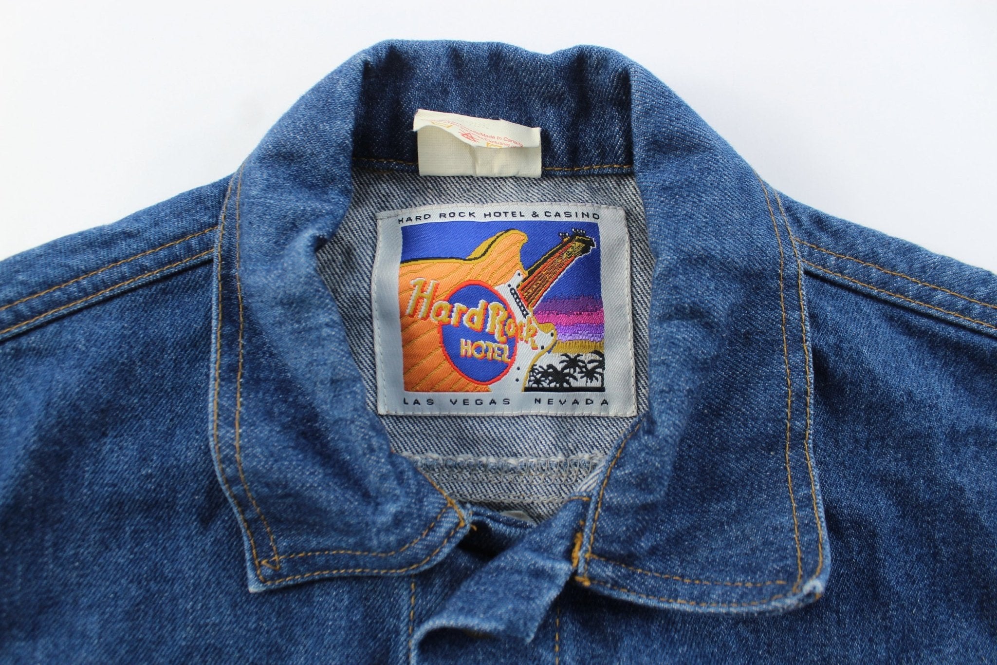 Youth Hard Rock Hotel Embroidered Las Vegas Denim Jacket - ThriftedThreads.com
