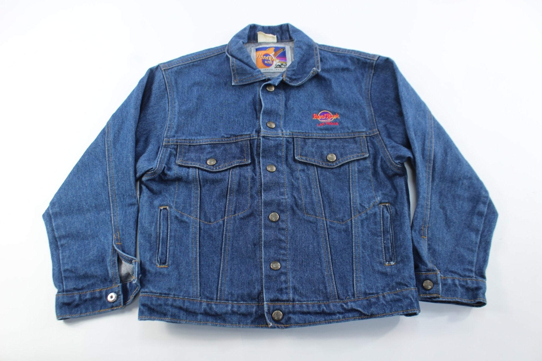 Youth Hard Rock Hotel Embroidered Las Vegas Denim Jacket - ThriftedThreads.com