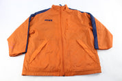 Youth Nike Embroidered Logo Orange & Navy Blue Zip Up Jacket - ThriftedThreads.com