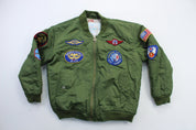 Youth Olive Green Aviation Bomber Jacket - ThriftedThreads.com