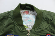 Youth Olive Green Aviation Bomber Jacket - ThriftedThreads.com