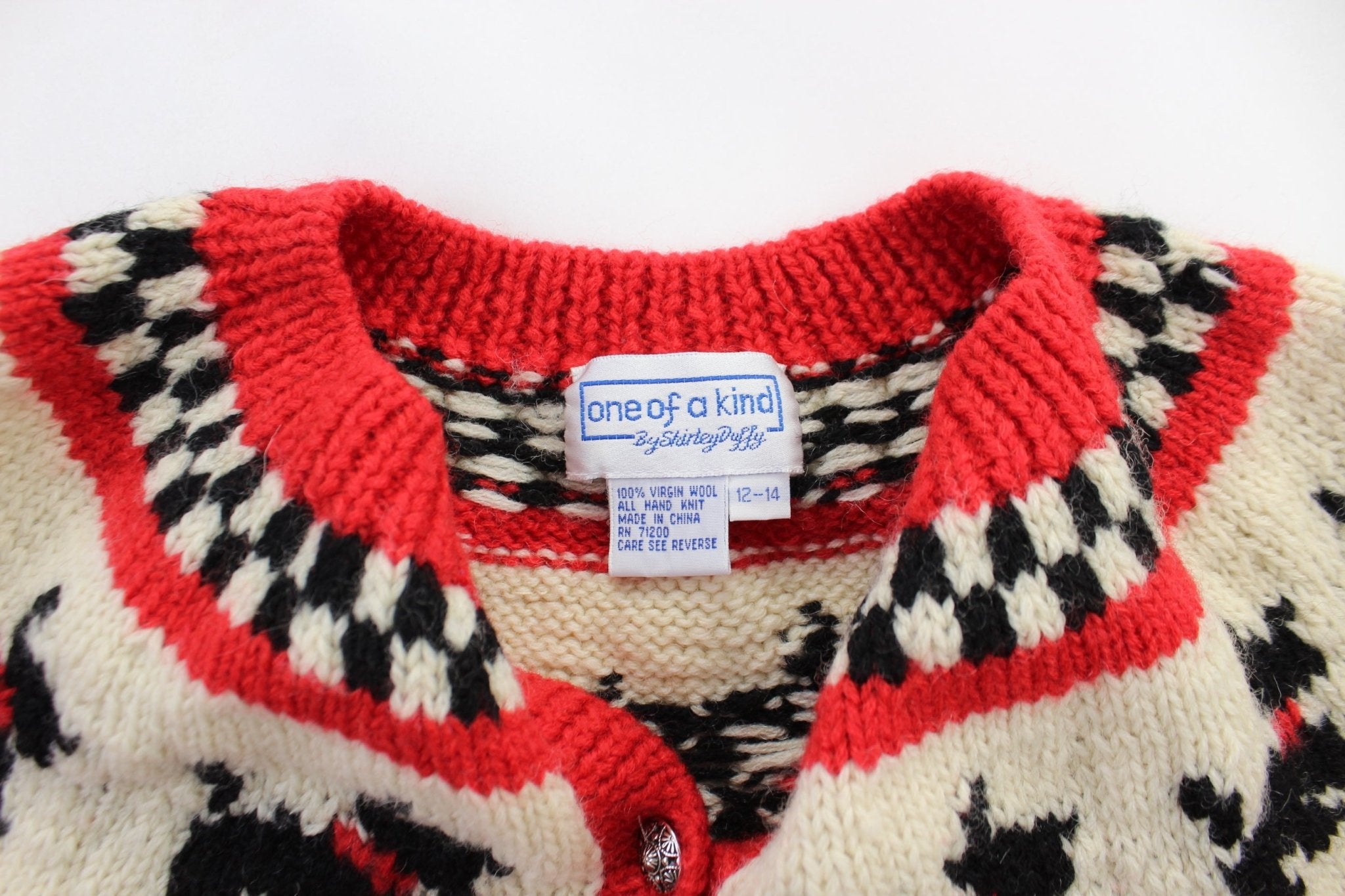 Youth One of a Kind by Shirley Duffy Knitted Cardigan Sweater - ThriftedThreads.com