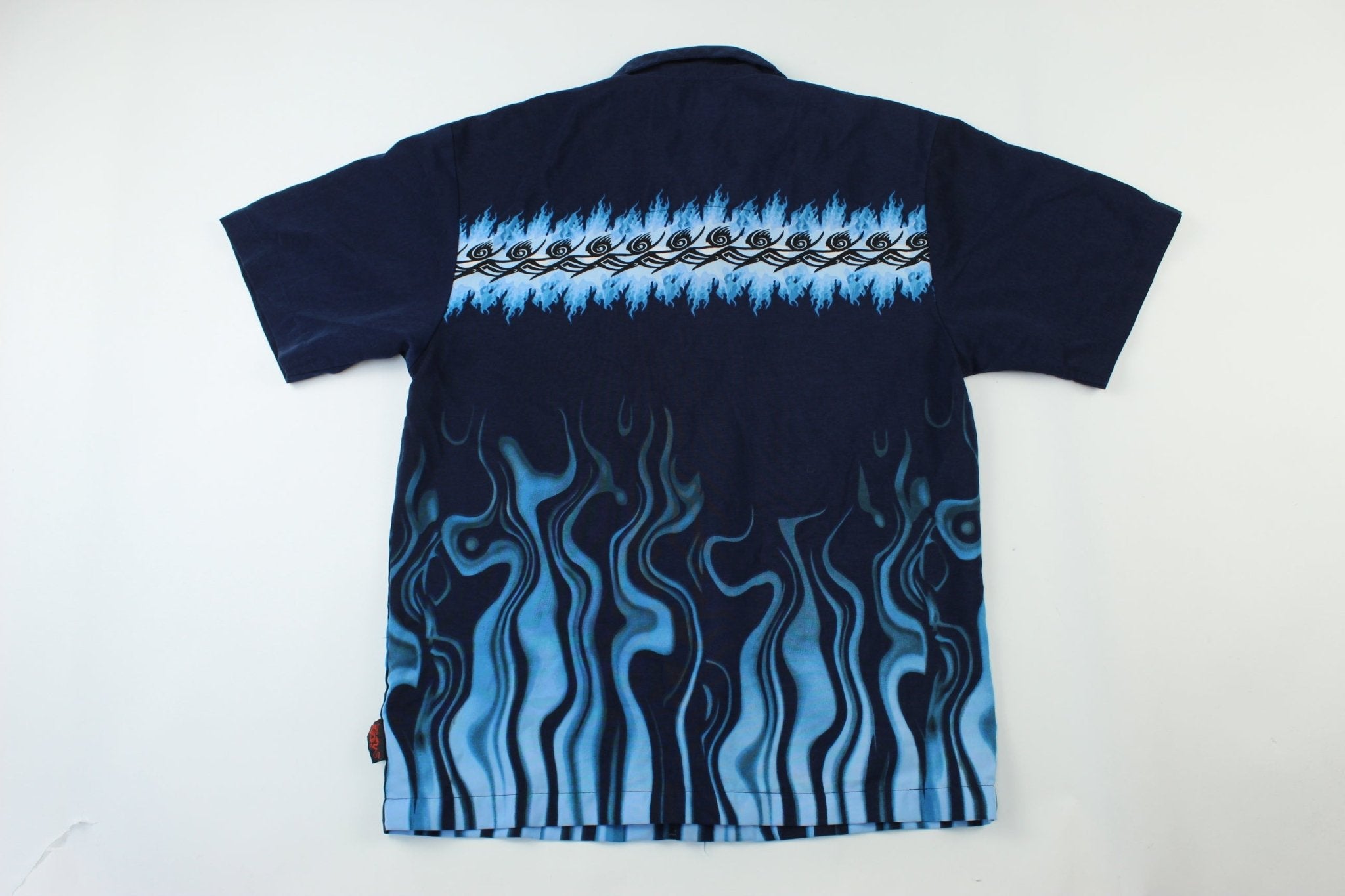 Blue flame button up clearance shirt