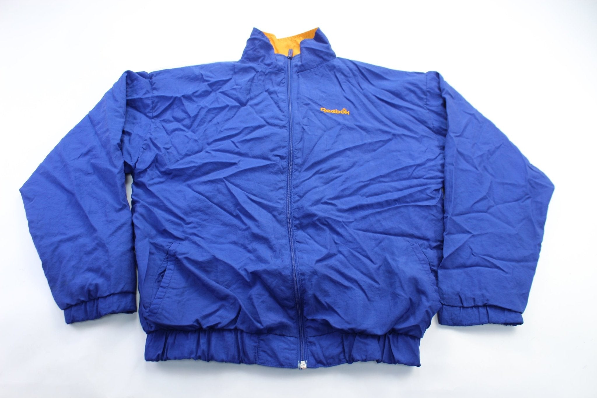 Youth Reebok Embroidered Logo Blue Zip Up Jacket - ThriftedThreads.com