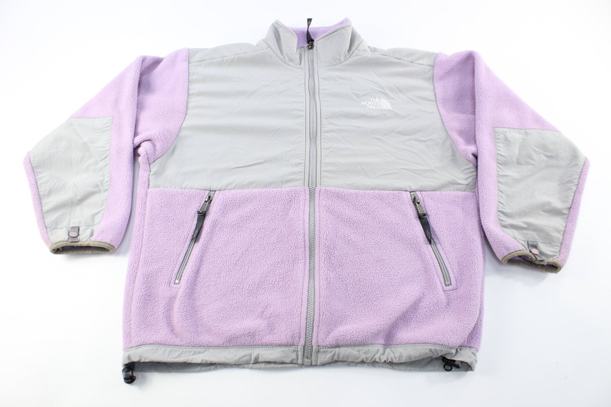 Youth Women's The North Face Embroidered Pink & Grey Zip Up Jacket - ThriftedThreads.com